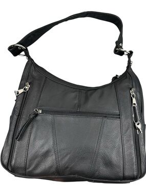 Roma Leathers Black Concealed Carry Shoulder Bag Purse Silver Lock and Key